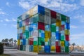 Multi coloured glassÃÂ cube Pompidou centre boulevard Malaga Spain